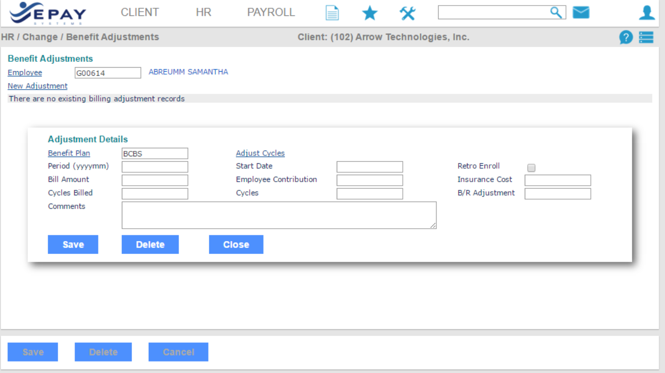 screenshot of EPAY HCM